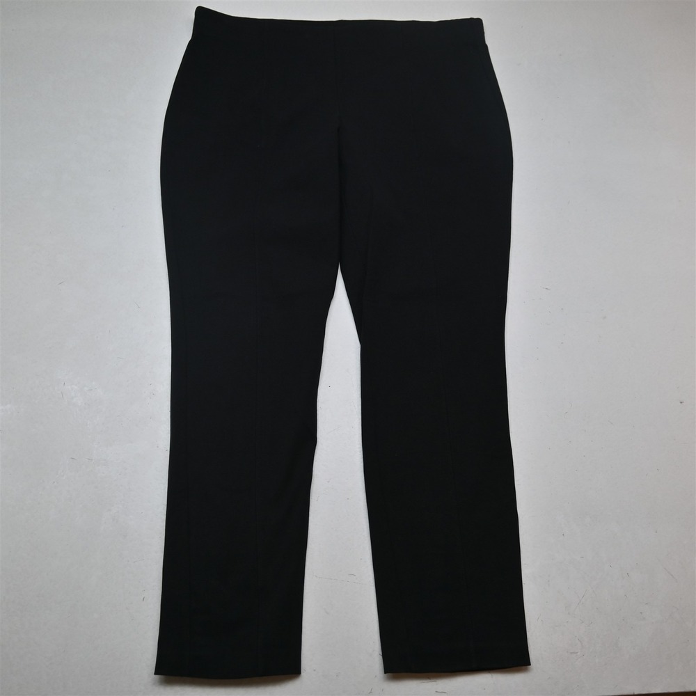 Susan Graver L Black Pull On Skinny Gold Button Cuff Womens Pants